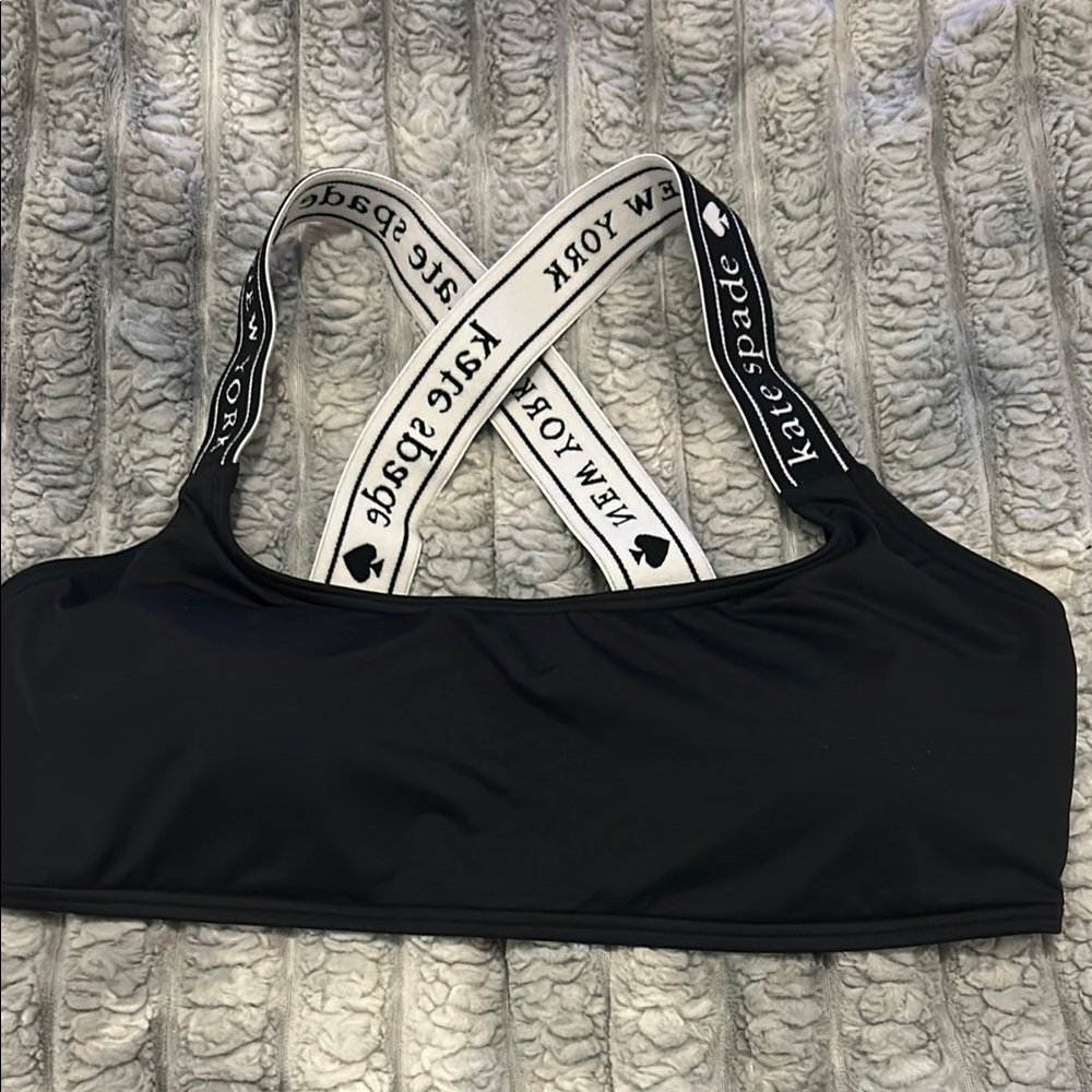 Kate Spade Black Dive Right in Sports Bra with wide Straps- S/M